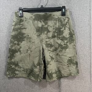 Denim & Co. Regular Short Crystal Wash French Terr Olive Tie Dye, X-Small